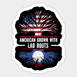 American Grown with Lao Roots USA Flag Sticker